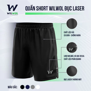 Quần short nam chạy bộ Wilwol đục laser