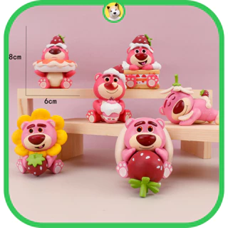 Mô hình gấu dâu gấu Lotso dễ thương trang trí Tiệm đồ chơi Beocaz cute có sẵn mẫu chibi ngẫu nhiên.