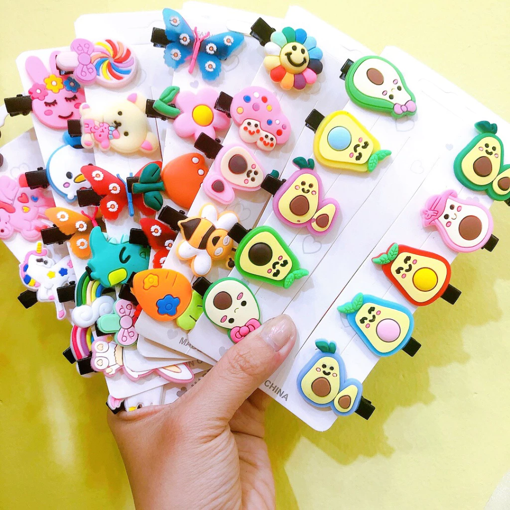 [CUTE TIKTOK] Set 10 kẹp tóc bé gái hoa quả hoạt hình cao cấp loại 1 xinh xắn đáng yêu hình thật