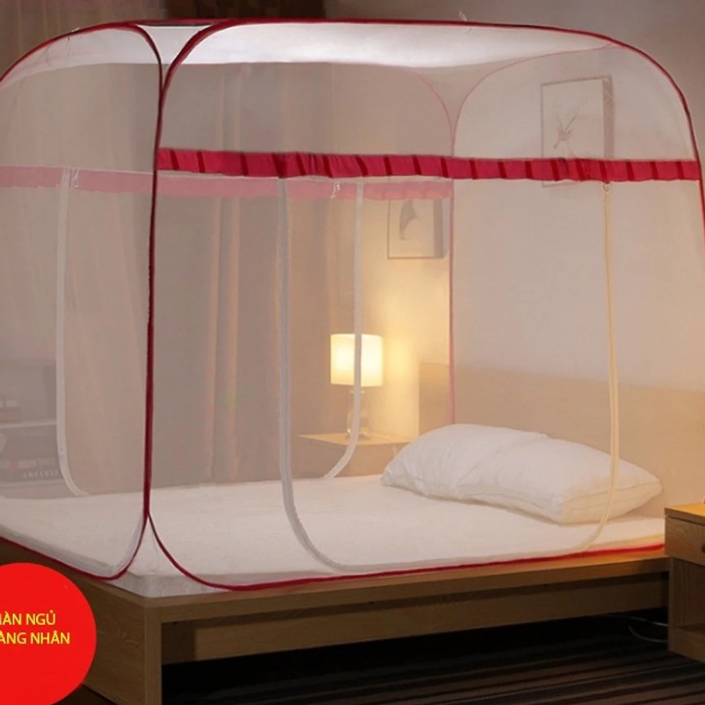 Màn chụp tự bung đỉnh vuông Hoàng Nhân - Mẫu mùng chụp tự bung người lớn chống muỗi gấp gọn tiện dụng