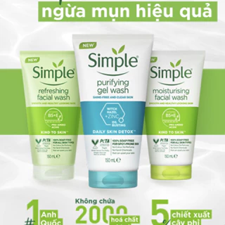 Sữa Rửa Mặt Simple Refreshing Facial Wash 150ml - Dịu Nhẹ Cho Da Dầu Mụn, Nhạy Cảm