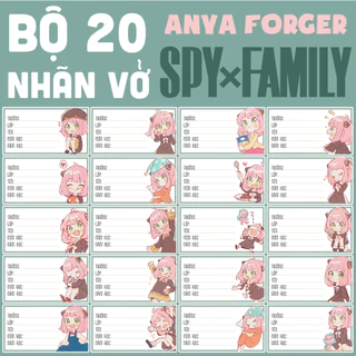 BỘ 20 NHÃN VỞ ANYA SPY X FAMILY -NHÃN VỞ TẬP HỌC SINH ANIME MANGA