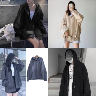 Áo Khoác Hoodie TRƠN Zip 3 Màu Nỉ Nam Nữ Ulzzang Unisex