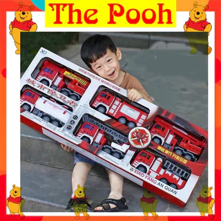 Ô TÔ Đồ Chơi Trẻ Em, Set 6 Xe Công Trình, Cứu Hoả, Ô Tô Đồ Chơi size Đại TO Cho Bé- The Pooh