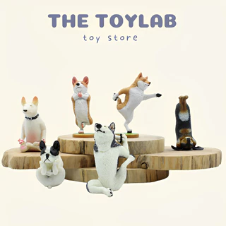 Set 6 mô hình chó tập yoga biểu cảm dễ thương hài hước The ToyLab dùng để trang trí góc làm việc, bàn học, taplo ô tô