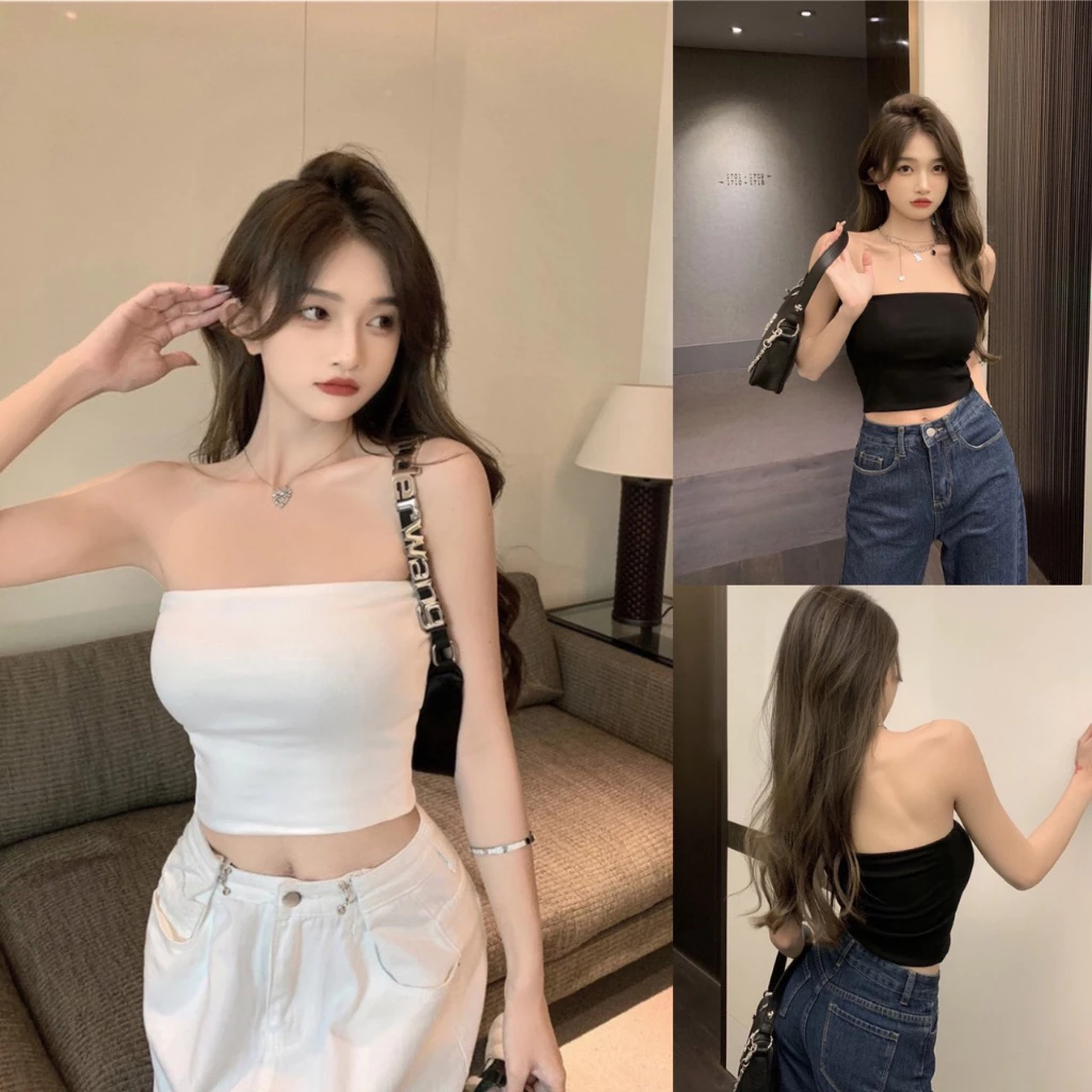 Áo Ống Croptop Thun Gân - Áo Quây Bra Trơn Basic Siêu Hot Siêu Sexy AT2