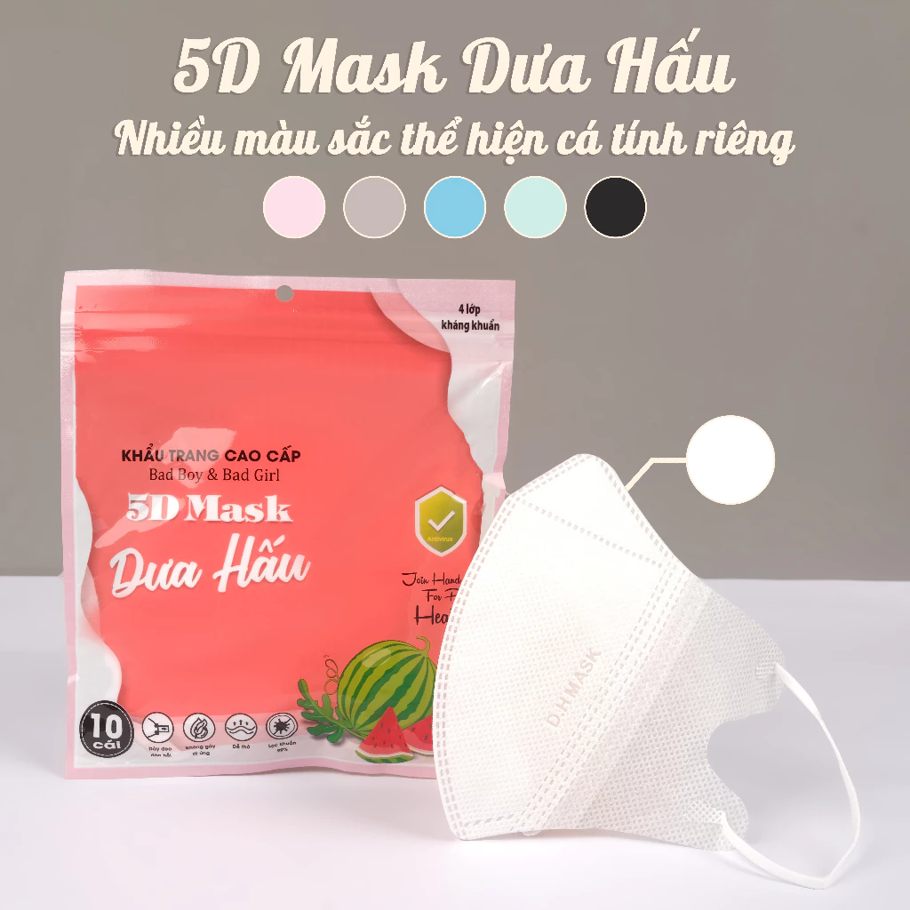[SET 100 CÁI] Khẩu Trang 5D Mask Dưa Hấu 4 Lớp Duy Nhất Trong Dòng 5D Chính Hãng Kháng Khuẩn