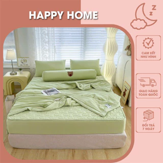 Set 5 món Cotton đũi ga trần bọc chun kèm chăn hè siêu mềm mịn [FREESHIP] tone màu phù hợp,chất liệu cao cấp