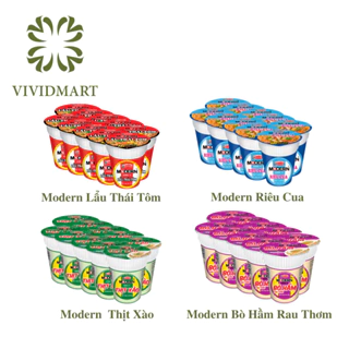 [SET 10 LY] - ACECOOK - Mì ly Modern 4 vị: Modern Lẩu Thái Tôm, Modern Thịt Xào, Modern Bò Hầm Rau Thơm, Modern Riêu Cua