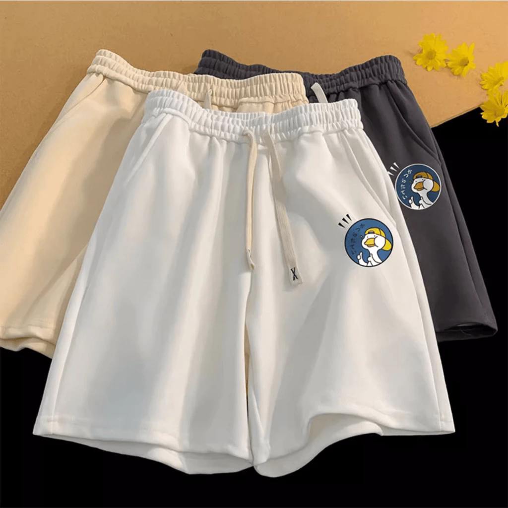 Quần đùi nam nữ unisex in hình vịt vàng chất liệu umi dày dặn thoáng mát form chuẩn - Maylinh shop
