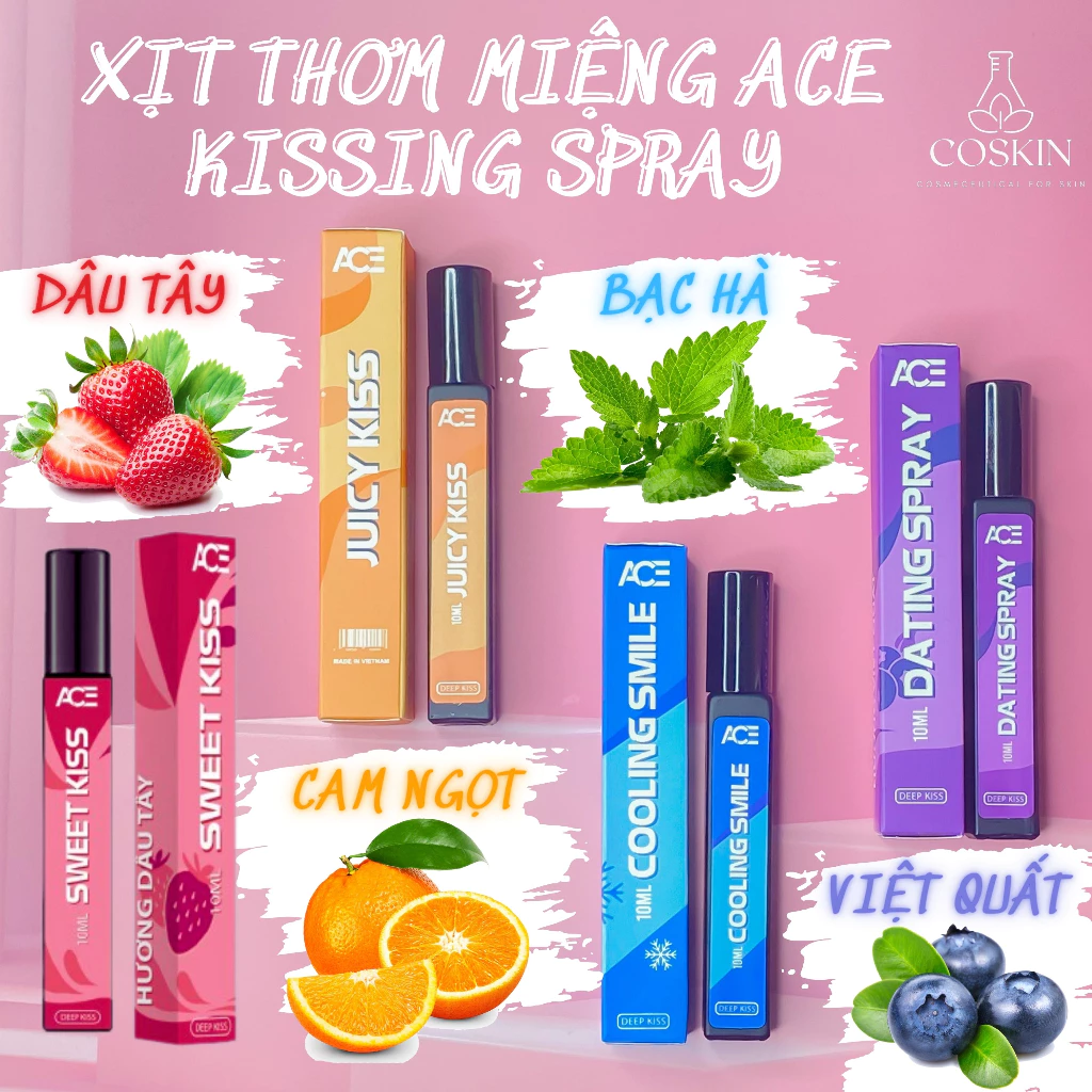 Xịt Thơm Miệng Kissing Spray ACEMAN Nam Nữ 10ml Hương Vị Tự Nhiên The Mát | COSKIN