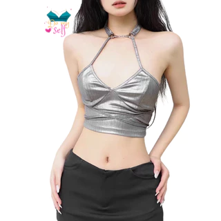 Áo croptop 2 dây bạc sexy DO MY SELF, tập zumba, dance sport