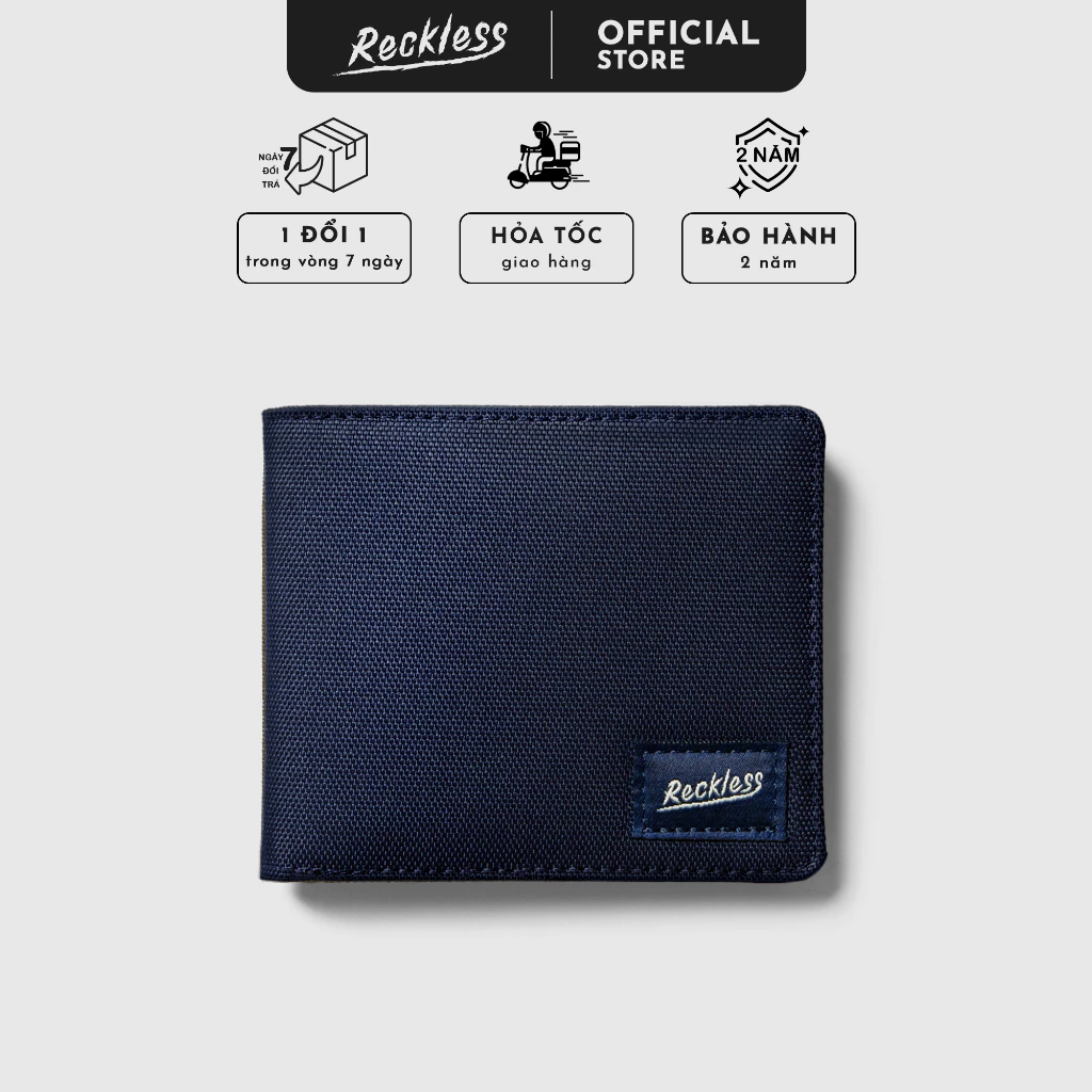 Ví Vải Gập Ngang Màu Trơn Bifold Reckless (3 Màu) - John Wallet - Vải Polyester Kháng Nước