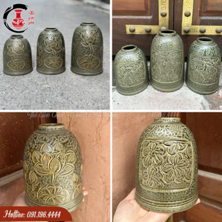 Lọ/ bình hoa dáng chuông- Set bộ 3 lọ/ bình hoa men rêu cổ trang trí/ Decor nhà cửa - Gốm sứ Bát Tràng cao cấp