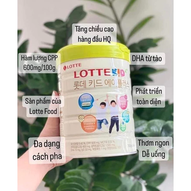 Sữa Bò Lotte Kid A+ Hàn Quốc lon 760g hỗ trợ trẻ tăng chiều cao(1-10 tuổi)