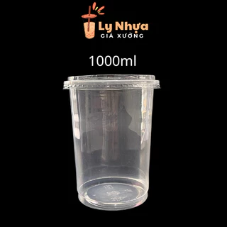 Combo 50 Ly Nhựa 1000ml Khổng Lồ Đựng Nước Mía, Trà Tắc, Trà Trái Cây, Trà Sữa