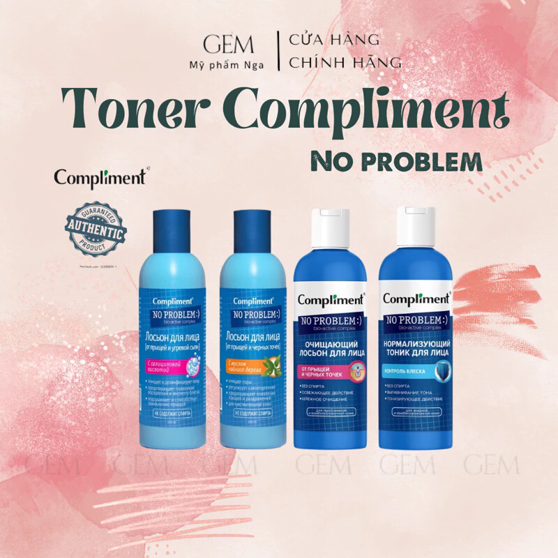 Toner BHA Compliment No Problem làm sạch sâu, kiềm dầu, giảm mụn, mờ thâm 200ml