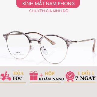 Gọng kính Tròn Kim Loại Nam Nữ Thời Trang Thanh Mảnh, Mắt Kính Tròn Kim Loại 2736