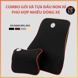 Tựa lưng và gối kê đầu oto xe hơi chất liệu da cao su non thiết kế ôm sát chống đau mỏi lưng,cổ, vai khi lái xe