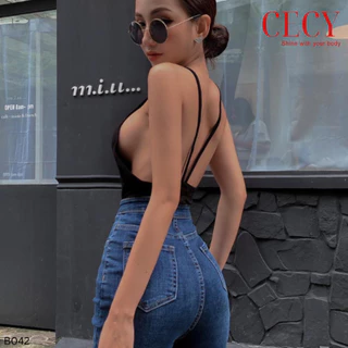 Áo bodysuit hở lưng co giãn ôm sát cotton 1 lớp