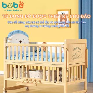 Nôi cũi cho em bé cũi gỗ Đa năng chế độ tiện lợi cho mẹ và béBánh xe đa năng không cần tháo rời,Rung lắc 10 độ sinh học