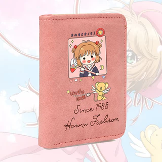 Ví ngắn đen hồng cầm tay in hình SAKURA CARDCAPTOR ver VUÔNG Thủ Lĩnh Thẻ Bài anime chibi đựng vật dụng nhỏ tiện lợi