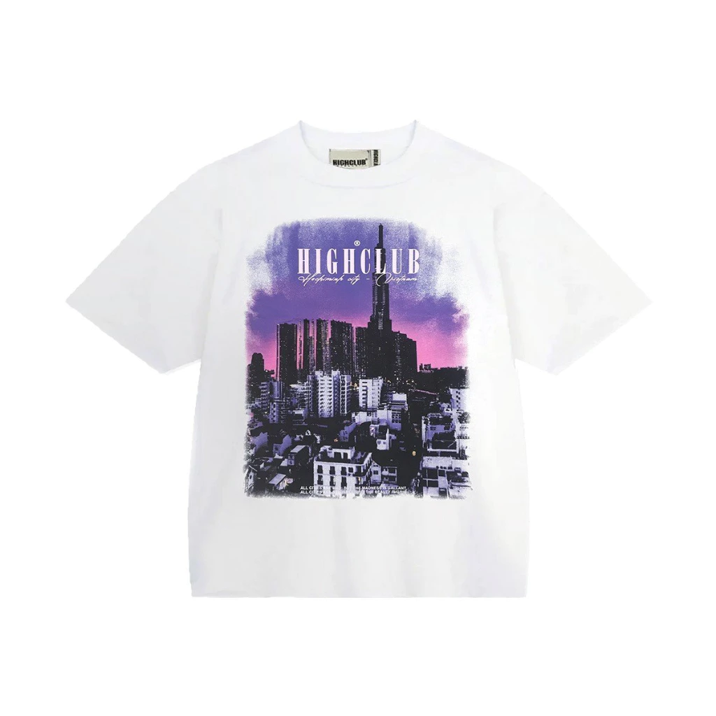 Áo Thun SAIGON Tay Lỡ Unisex Nam/Nữ Trắng Cổ Tròn - HIGHCLUB Brand Chính Hãng