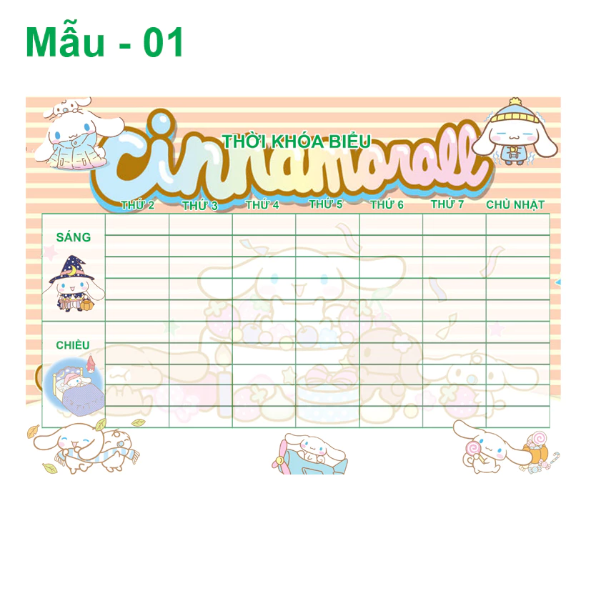 Thời Khóa Biểu Cinnamorol ( 13 mẫu khác nhau)