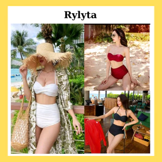 Bikini Đồ Bơi 2 Mảnh Áo Gọng Xoắn Đệm Dày Quần Cạp Cao Che Bụng RYLYTA SR99