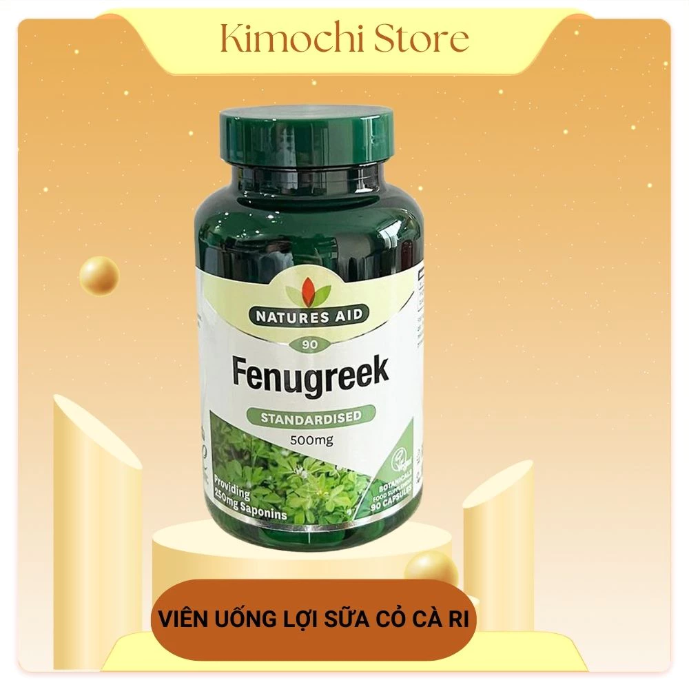 Viên lợi sữa cỏ cà ri Fenugreek 500mg Natures Aid nội địa Anh; hộp 90 viên mẫu mới date 2026