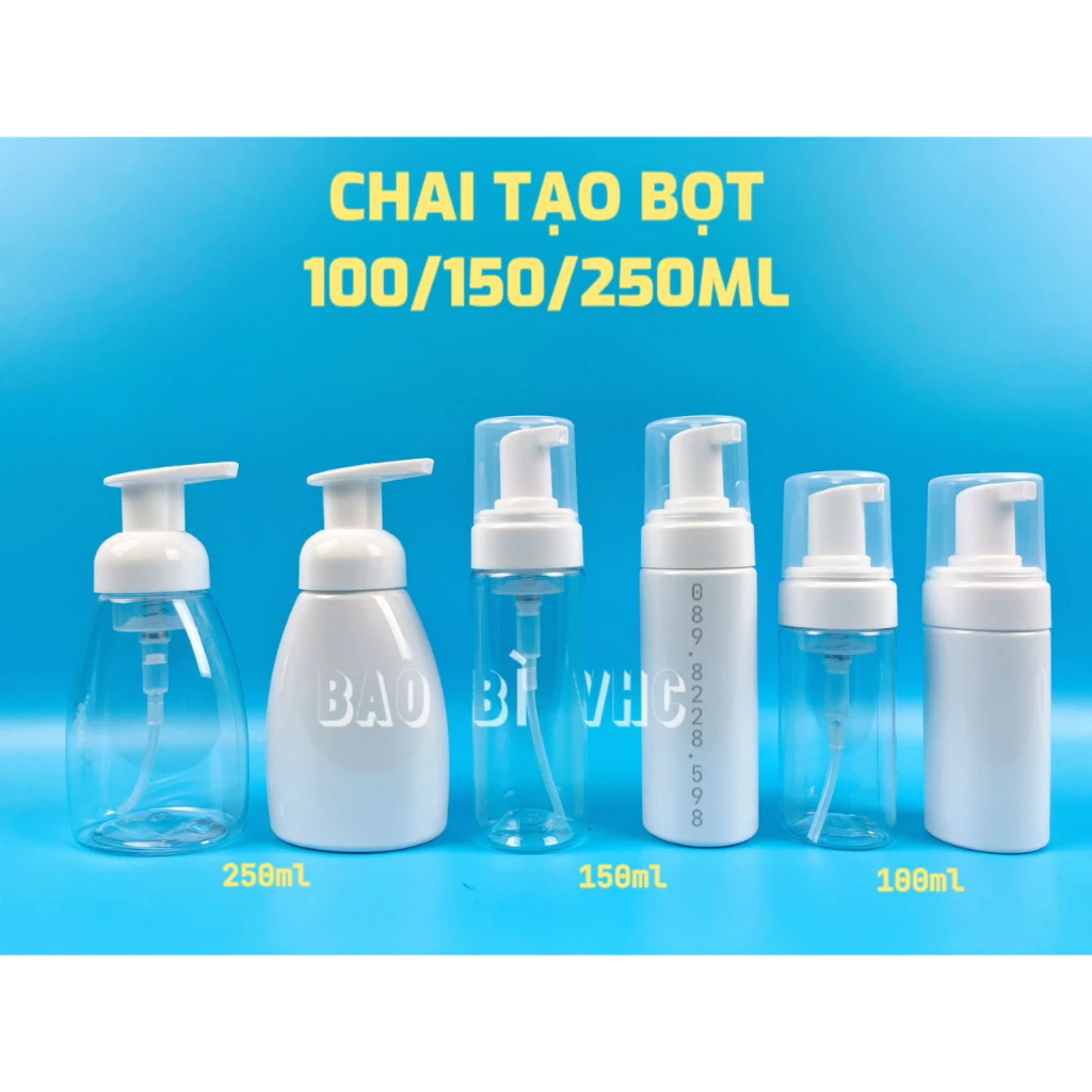 Chai Tạo Bọt Sữa Rửa Mặt, Kem Cạo Râu, Sữa Tắm, Kem Tươi Dung Tích  60ml/ 100ml/ 150ml Chai Tạo Bọt Có Bàn Chải Massage