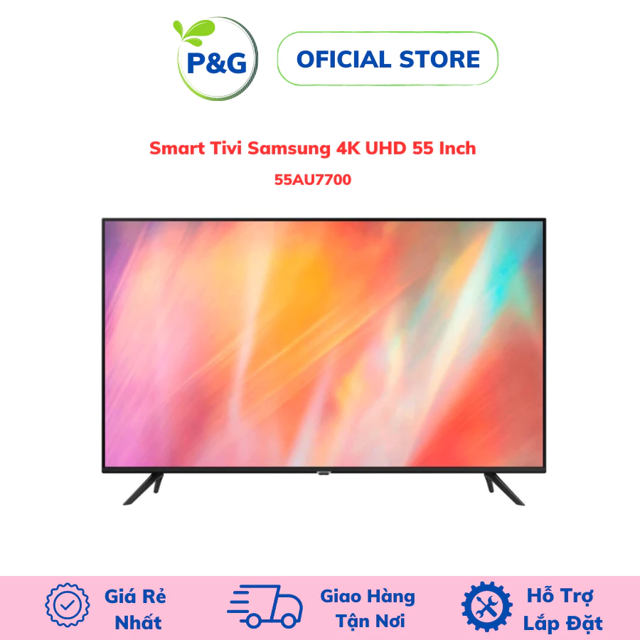 Smart Tivi Samsung 4K 55 inch 55AU7700 UHD chính hãng