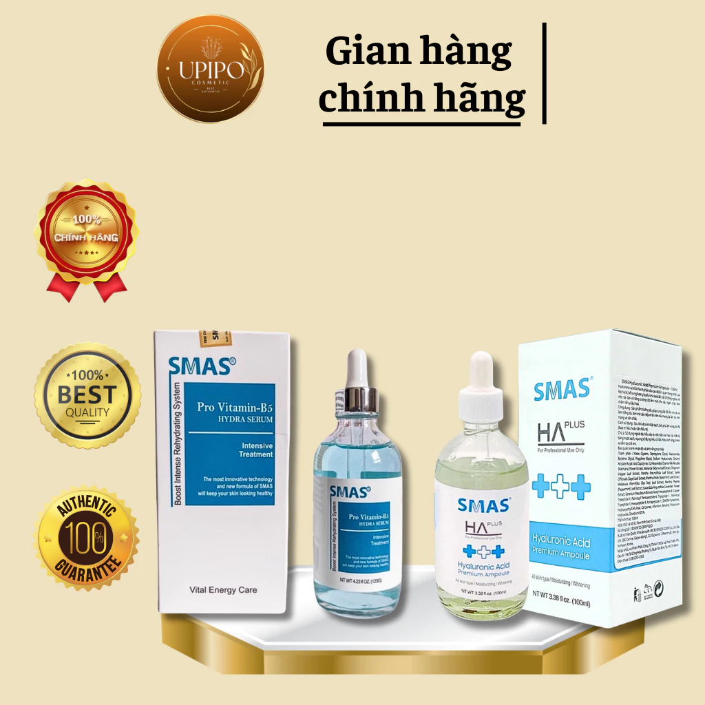 Tinh Chất Phục Hồi Và Cấp Ẩm Smas HA Plus 100ml / Smas Pro Vitamin B5 Hydra Serum 120g