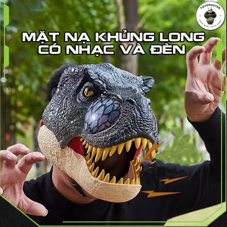 Đồ Chơi Đầu Khủng Long T-REX Dinosaur,Mặt Nạ Trùm Đầu Hình Khủng Long Cao Cấp Có Quai Đeo Kèm Hiệu Ứng Nhạc Và Đèn