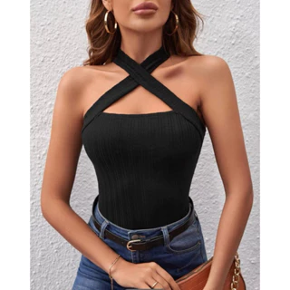 ( ORDER SHEIN ) Áo không tay cổ chéo chữ X cá tính - XESI TOP