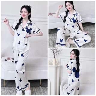 SP_16 Đồ bộ pijama BOLOBALA mặc nhà quần dài áo tay ngắn hoa nhí chất lụa latin cao cấp siêu đẹp