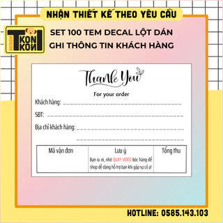 (SẴN) Set 100 tem dán phiếu giao hàng CÓ KEO SẴN, ghi thông tin khách hàng, mã vận đơn size 10*15cm hỗ trợ shop bán hàng