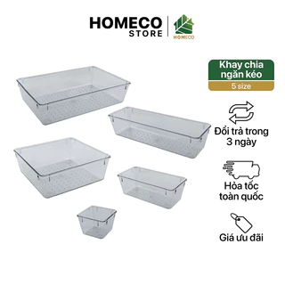 Khay chia ngăn kéo Homeco trong suốt, đựng  đồ đa năng 5 size (tổng 13 khay)