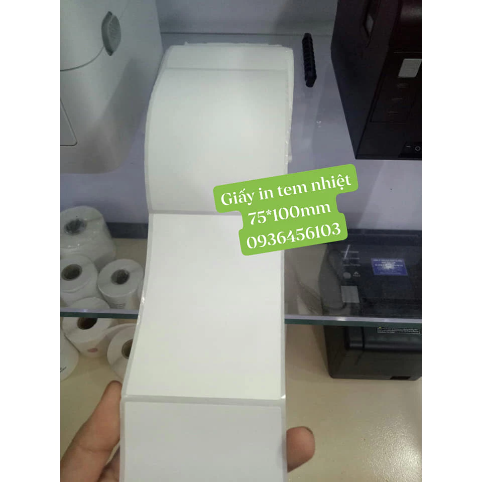 Giấy in nhiệt A7 khổ 75*100mm dạng cuộn 30m, Tem nhiệt in đơn Shopee, In đơn các bên giao hàng và sàn TMĐT