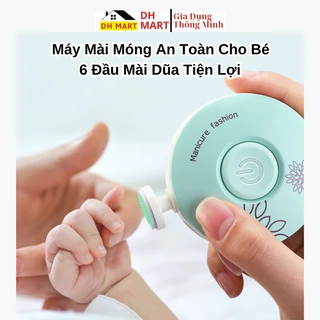 Máy Mài Móng Tay Đa Năng Dùng Pin Với 6 Đầu Dũa An Toàn Cho Bé, Dễ Dàng Sử Dụng, Tặng Kèm Pin