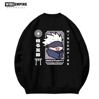 WIBU EMPIRE | Áo Sweater Form Rộng Gojo Satoru | Áo Sweater Anime Jujutsu Kaisen Nỉ Bông Form Rộng