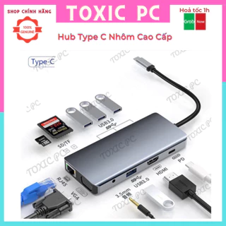 Bộ Chuyển Đổi HUB Type C, HUB USB 3.0 to HDMI,USB 3.0,SD,TF,RJ45,PD Type-C cho Laptop, Macbook_TOXIC PC