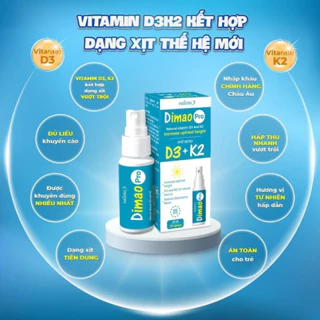 Dimao Vitamin D3 K2 Pro, Dimao Vitamin D3 Dạng Xịt [100% Nhập Khẩu EU Chính Hãng]