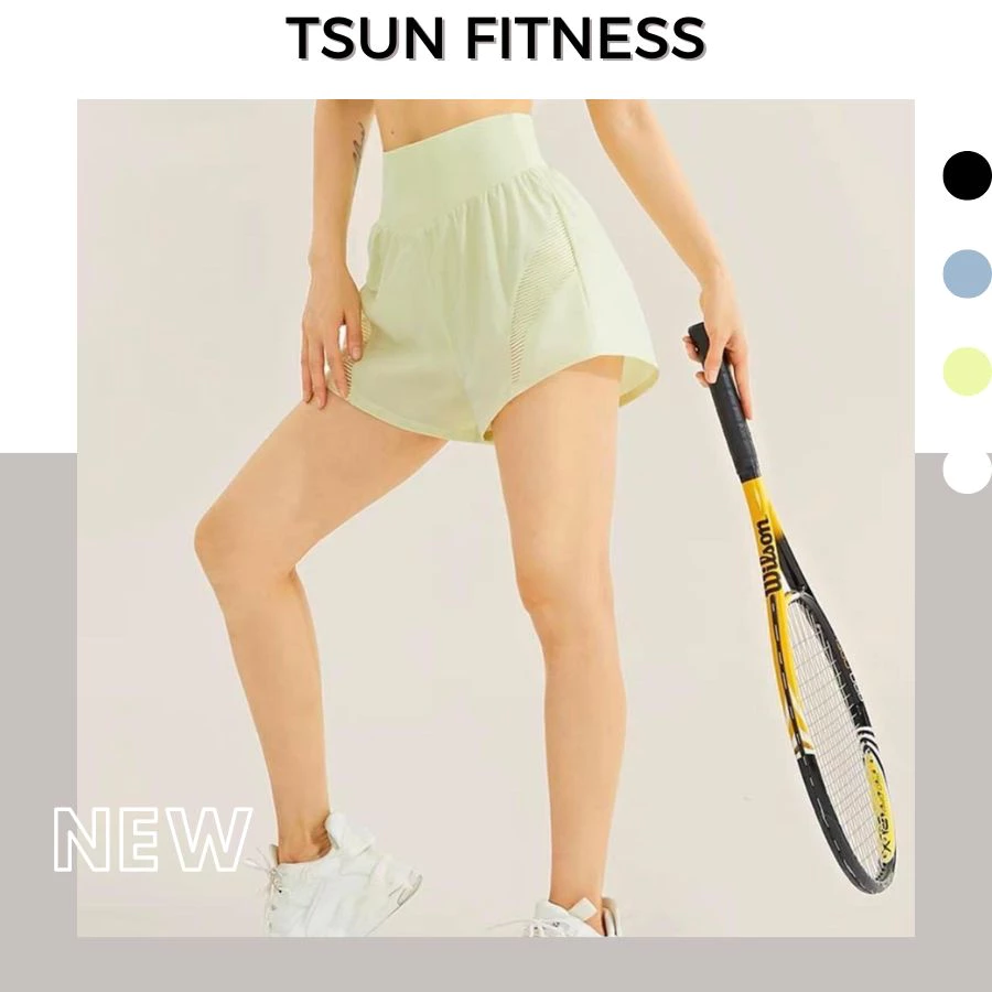 Quần đùi thể thao, quần đùi tập gym, tennis, chạy bộ phối lưới 2 lớp chất thun cao cấp Tsun Fitness