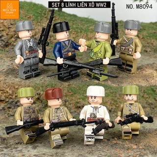 Đồ chơi lắp ráp swat army, mô hình đồ chơi- Set 8 lính Liên xô ww2