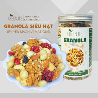 Granola 5% Yến Mạch Vị Mật Ong GREENUTS Ngũ Cốc Mix Hạt Giảm Cân 500G