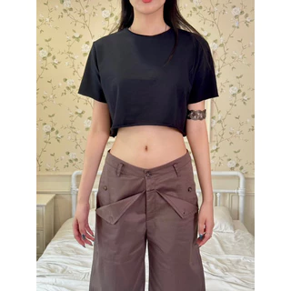 CROPTOP NGẮN TAY ĐEN VÀ TRẮNG