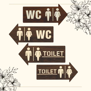 Biển gỗ chỉ dẫn nhà vệ sinh WC, Toilet decor.