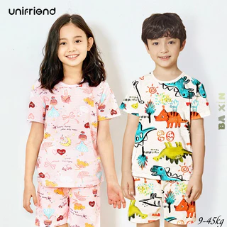 (9-40kg)ĐỒ BỘ QUẦN ÁO COTTON CỘC TAY CHO BÉ TRAI BÉ GÁI UNIFRIEND_KOREA MẶC NHÀ SIZE ĐẠI TRẺ EM 3 4 5 6 7 8 9 10 TUỔI 04