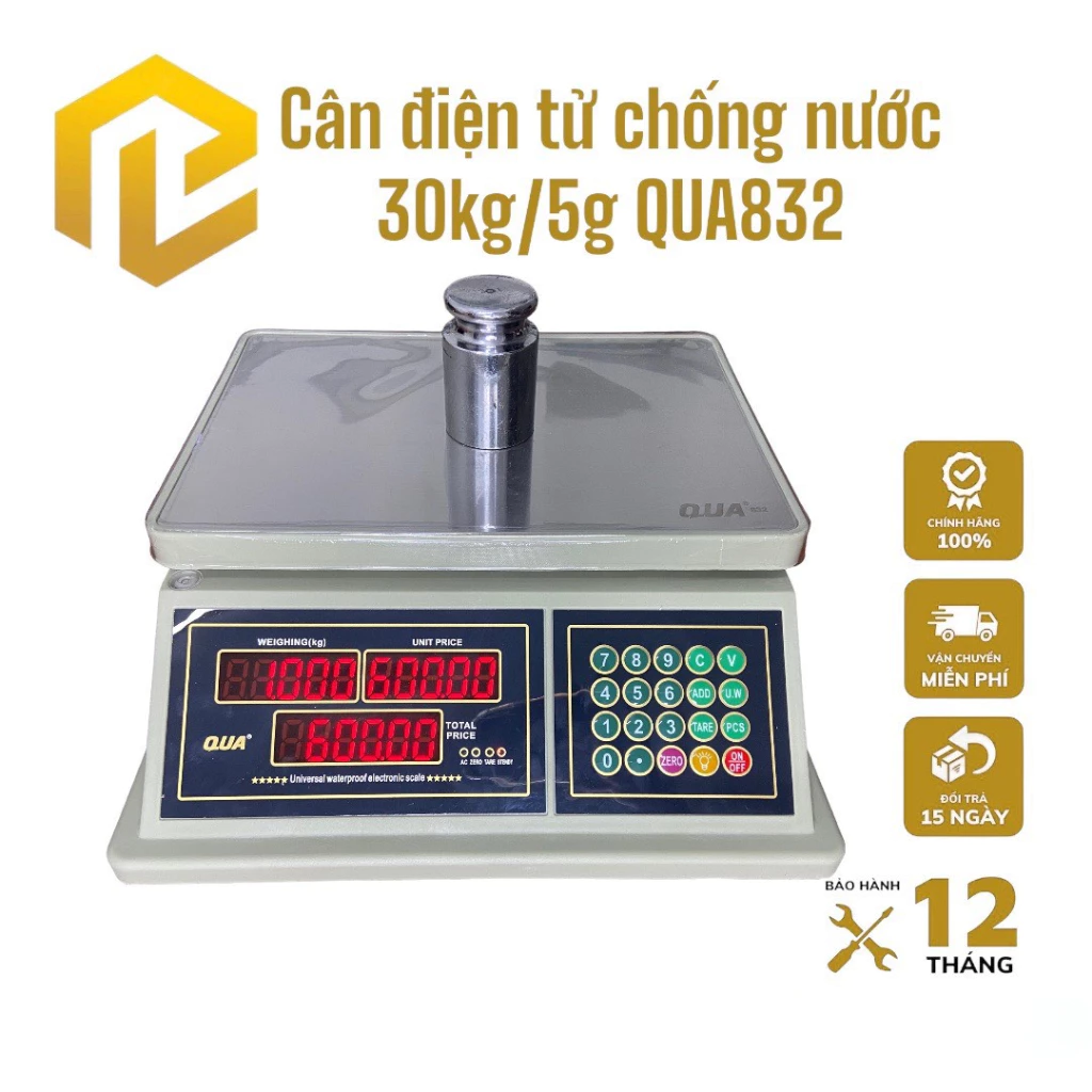 Cân điện tử tính tiền chống nước QUA832 30kg